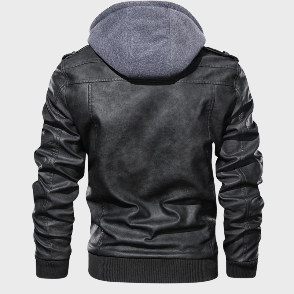 Jacob | Veste en cuir à capuche pour hommes
