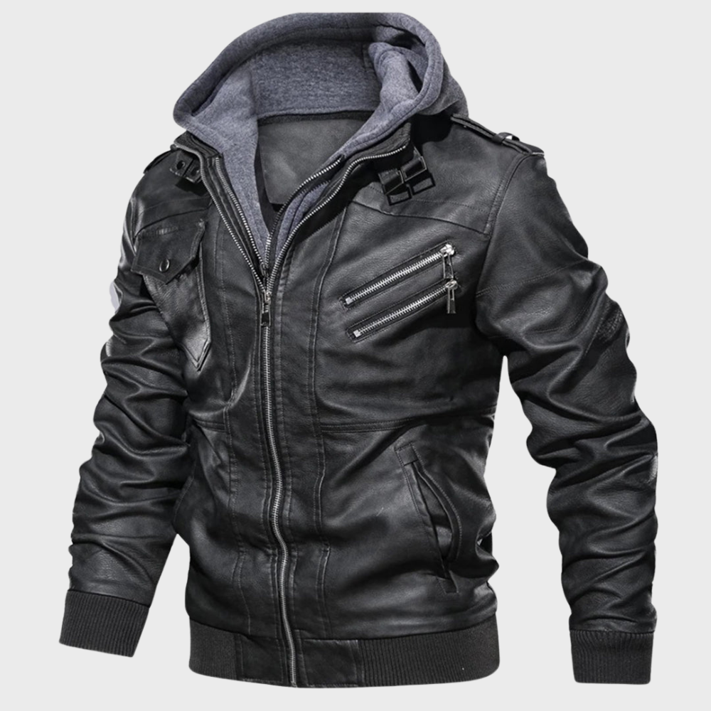 Jacob | Veste en cuir à capuche pour hommes
