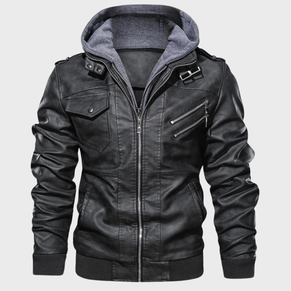Jacob | Veste en cuir à capuche pour hommes